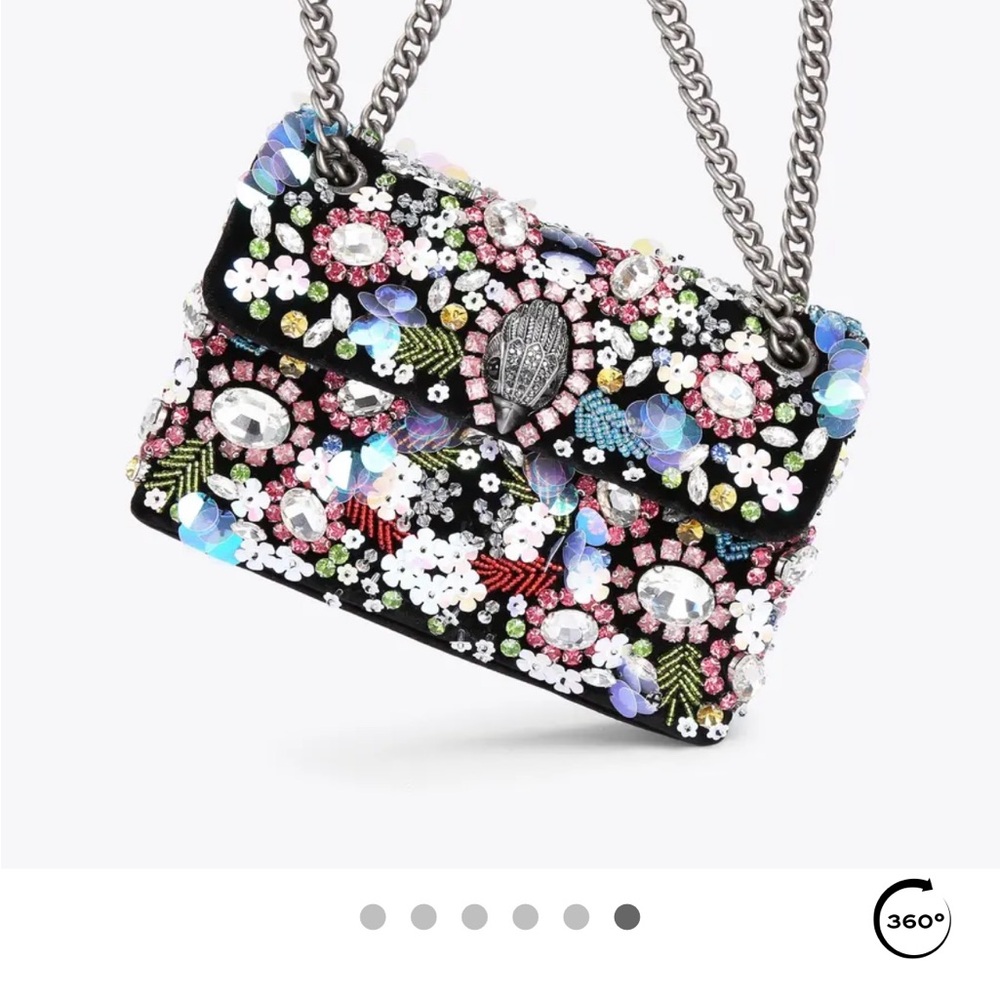 Kurt Geiger Velvet Kensington floral sequin handbag